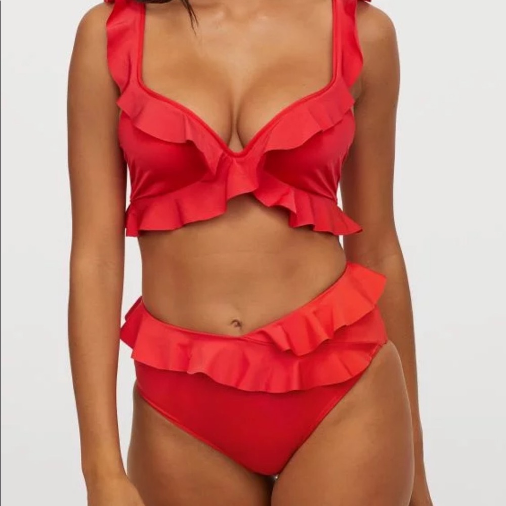 H&M Flounce Top Bikini + Hi-rise Bottoms
